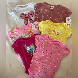 Lot of 6 Baby Girl Onesie Bodysuits - Sz 6-9 months